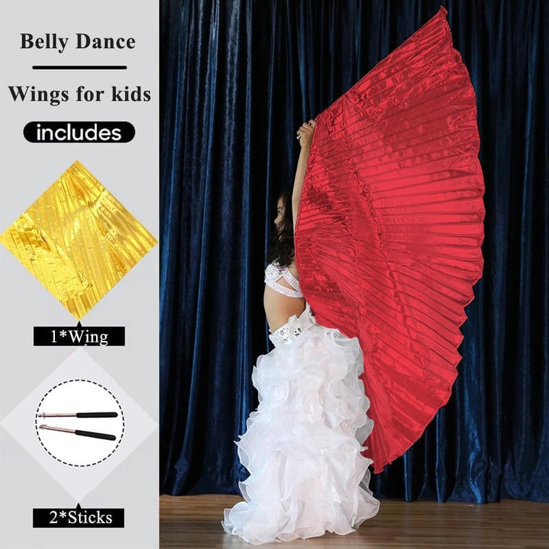 Nimiman Belly Dance Wings for Children Kids Belly Dance Costume Wing with Sticks (Red) - Image 2